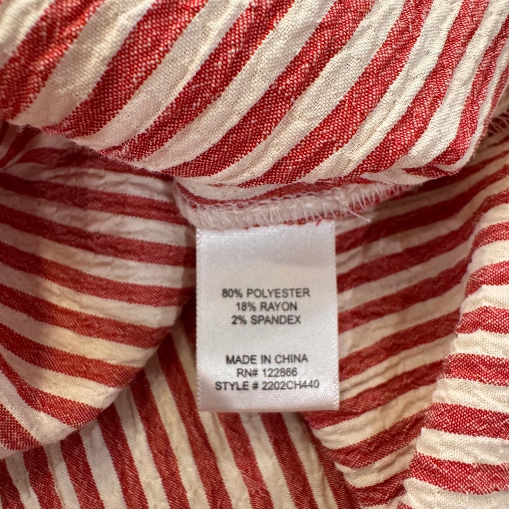 Chenault Red White Striped Puff Sleeve Coastal Cottagecore Hamptons Boho Sz M - Picture 6 of 11